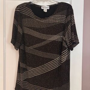 Ronni Nicole Black and Cream Patterned Blouse